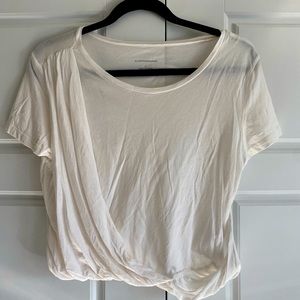 Anthropologie short sleeve super soft cropped t-shirt with faux wrap look. Sz M